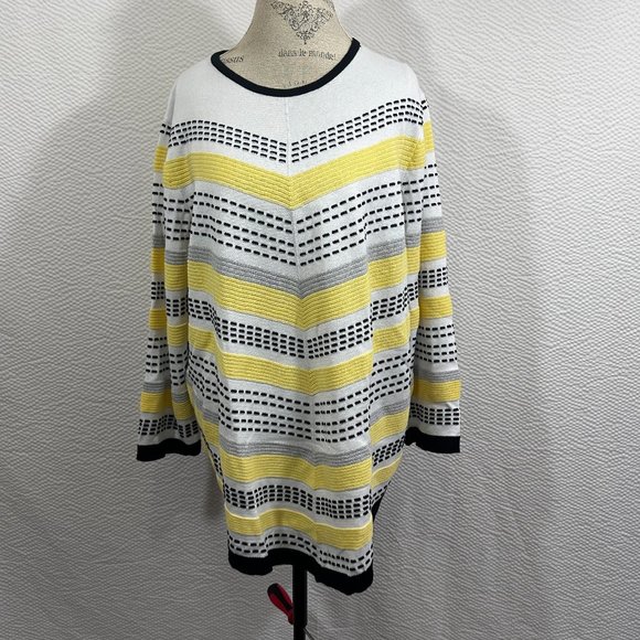 Alfred Dunner Long Sleeve Textured Stripe Chevron Sweater Asymmetrical 2X - Picture 2 of 7